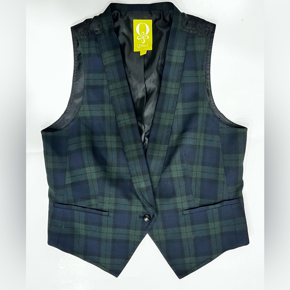 Vintage plaid vest - Size Small - Green, Blue, Black
